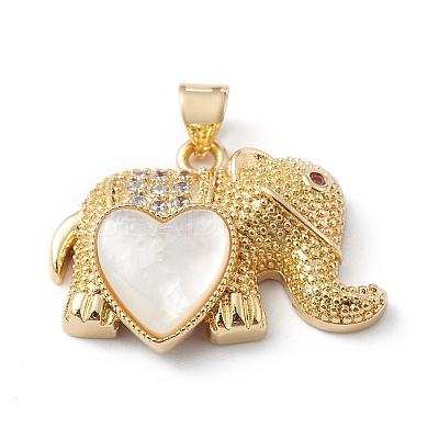 Rack Plating Brass Micro Pave Cubic Zirconia Pendants KK-E003-22G-1
