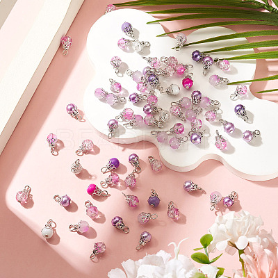100Pcs Mixed Styles Glass Pendants PALLOY-TADJ00010-1