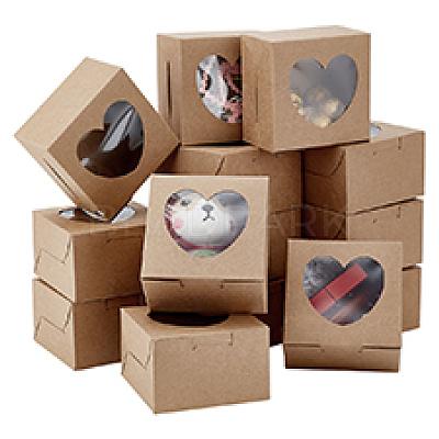 Square Kraft Paper Muffin Storage Gift Boxes CON-WH0095-95B-1
