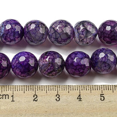 Faceted Natural Dragon Veins Agate Beads Strands X-G-F447-12mm-P09-1