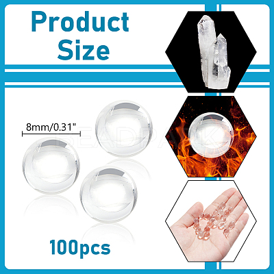 100Pcs Natural Quartz Sphere Beads G-NB0005-51B-1