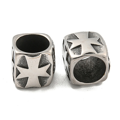 316 Surgical Stainless Steel with Rhinestone Large Hole Cube Beads STAS-Q326-08AS-02-1