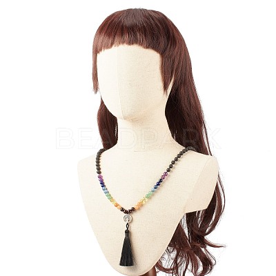 7 Chakra Gemstone Buddhist Necklace NJEW-JN03856-1