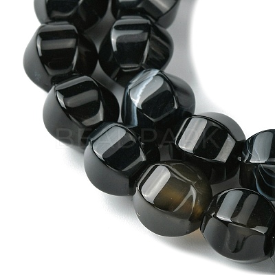 Dyed & Heated Natural Black Agate Beads Strands G-H023-A03-01-1