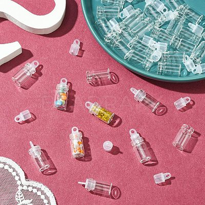 30Pcs Glass Empty Bottle Pendant Decoration CON-YW0001-78-1