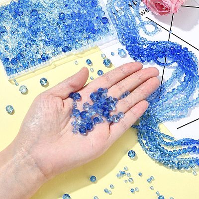 6 Styles Gradient Color Transparent Painted Glass Beads Strands DGLA-YW0001-28A-1