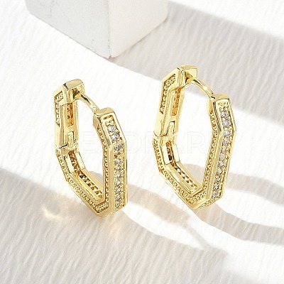Brass Micro Pave Cubic Zirconia Hoop Earrings KK-CBA98BA-12G-1