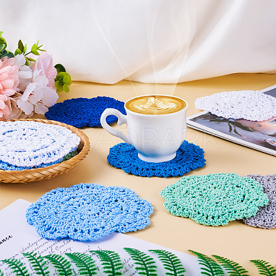 12Pcs 6 Colors Handmade Polyester Cotton Table Mats AJEW-MB0001-08-1