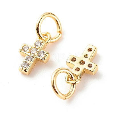 Brass Micro Pave Clear Cubic Zirconia Pendants LS-ZIRC-P094-18G-RS-1