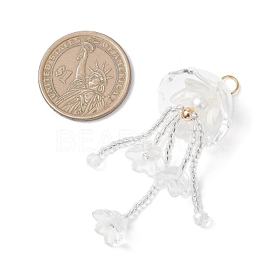 Glass Seed Beaded Jellyfish Big Pendants X-PALLOY-MZ01166-02-1