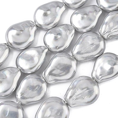 Electroplate Opaque Glass Imitation Pearl Strands EGLA-D302-02B-1