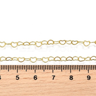 Brass Heart Link Chain Necklaces NJEW-M108-33G-1