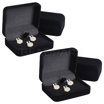 4Pcs Velvet Gift Cufflink Boxes with Hinged Lid and Black Inside CON-PH0003-64B-1