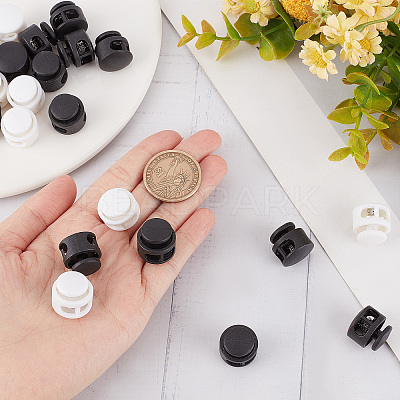 40Pcs 2 Colors Plastic Spring Cord Locks FIND-GF0004-08-1