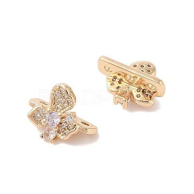 Brass Micro Pave Cubic Zirconia Slide Charms KK-B100-059G-1