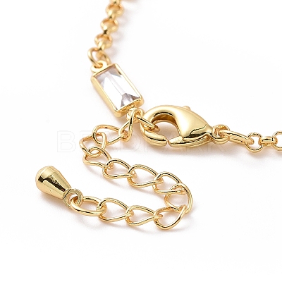 Rectangle Cubic Zirconia Chain Bracelets BJEW-G654-02G-02-1