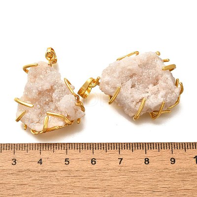 Electroplated Natural Druzy Agate Pendants G-K338-45G-04-1