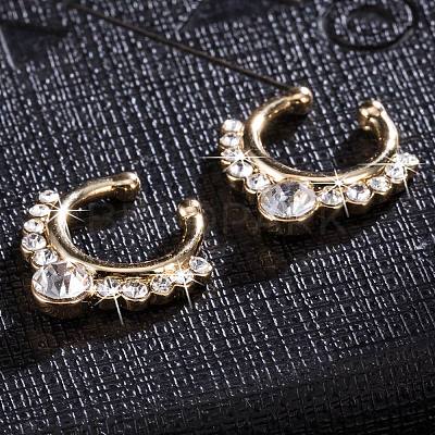 Personality Brass Cubic Zirconia Clip-on Nose Septum Rings AJEW-EE0002-001G-01-1