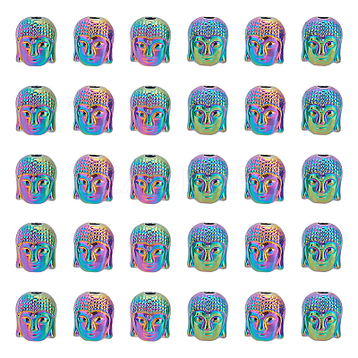 30Pcs Rack Plating Rainbow Color Alloy Beads PALLOY-NB0003-89-1