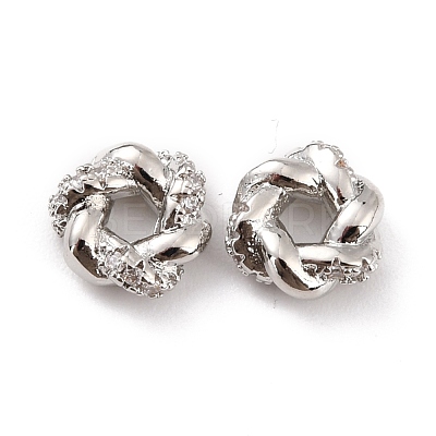 Brass Micro Pave Clear Cubic Zirconia Beads ZIRC-P091-18P-RS-1