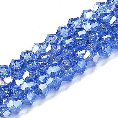 Transparent Electroplate Glass Beads Strands GLAA-F029-4mm-A07-1