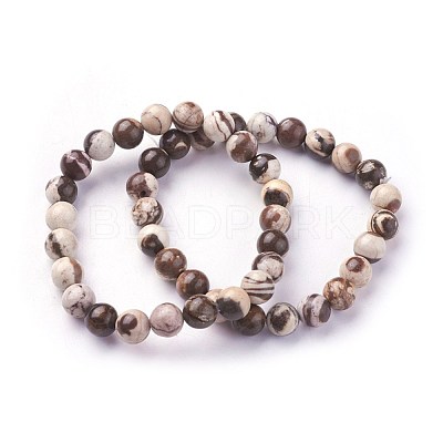 Natural Zebra Jasper Beads Stretch Bracelets BJEW-F380-01-B04-1