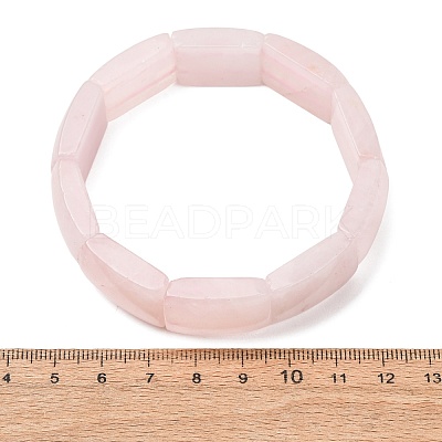 Rectangle Natural Rose Quartz Beaded Stretch Bracelets for Women Men GG-CBA9ACE-C07-1