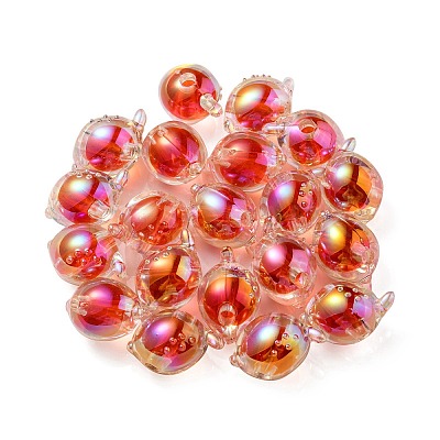 UV Plating Rainbow Iridescent Acrylic Beads OACR-F004-07G-1