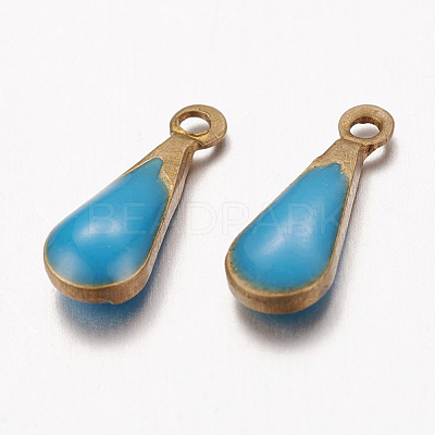 Antique Golden Plated Brass Enamel teardrop X-KK-Q571-01C-1