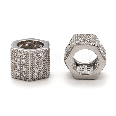Brass Cubic Zirconia European Beads ZIRC-F001-124P-1