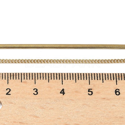 304 Stainless Steel Flat Snake Chain Twisted Chain Double Layer Necklaces NJEW-S453-01G-A-1