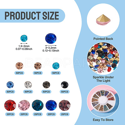 Pointed Back Glass Rhinestone Cabochons RGLA-YS0001-05-1