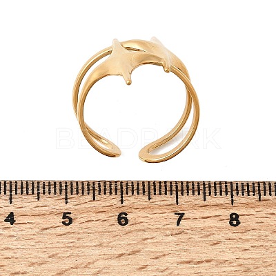 304 Stainless Steel Cuff Open Rings for Women RJEW-L342-02G-1