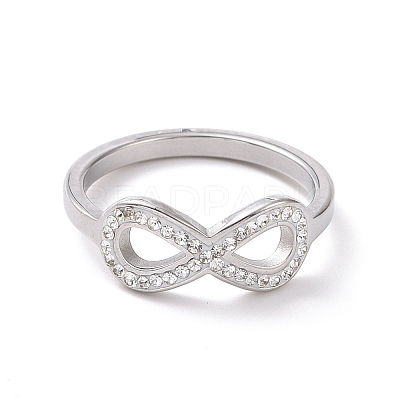 Crystal Rhinestone Infinity Finger Ring RJEW-D120-01P-1