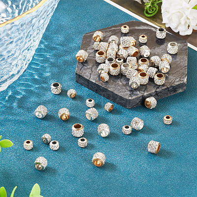 90Pcs 6 Styles Alloy Rhinestone Clay Pave Beads ALRI-TA0001-29-1