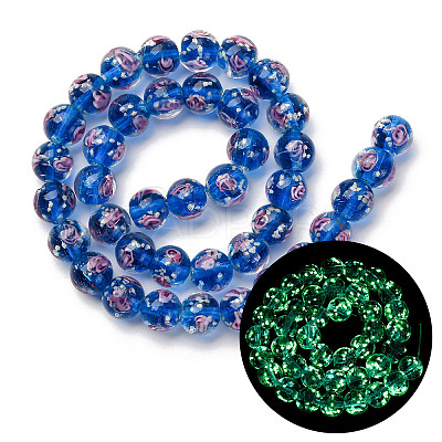 Luminous Handmade Glod Sand Lampwork Beads Strands LAMP-B028-03O-10mm-1