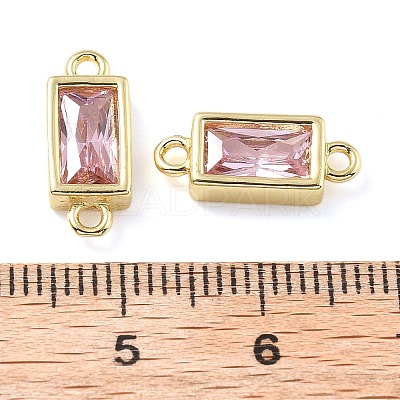 Brass Pave Glass Rectangle Connector Charms KK-H002-06G-03-1