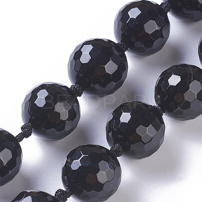 Dyed & Heated Natural Black Agate Beads Strands G-F620-05A-18mm-1