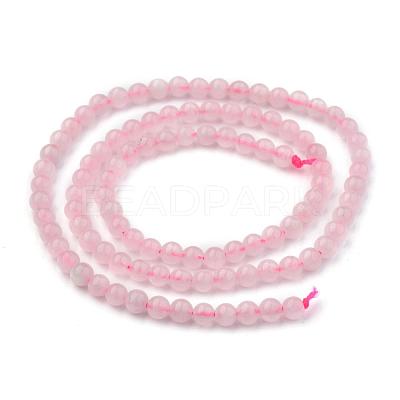 Natural Rose Quartz Round Beads Strands X-G-P072-05-4mm-1