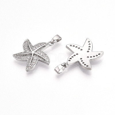 Brass Micro Pave Cubic Zirconia Pendants KK-T070-86P-1