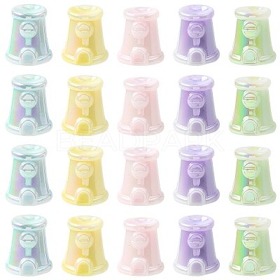 10Pcs UV Plating Acrylic Beads MACR-YW0004-57-1