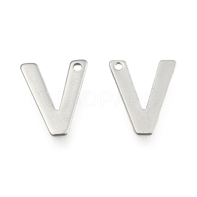 Tarnish Resistant 304 Stainless Steel Letter Charms X-STAS-O072-V-1