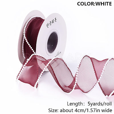1Roll 5 Yards ABS Pearl Edged Mesh Ribbon for Bowknot Making OCOR-YW0001-13C-1