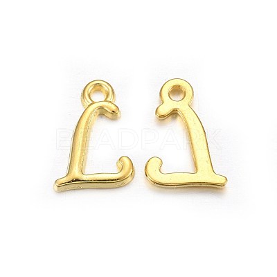 Golden Plated Alloy Letter Pendants X-PALLOY-J718-01G-L-1
