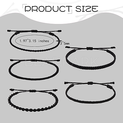 5Pcs 5 Style Nylon Thread Woven Braided Bracelets Set BJEW-SW00050-1