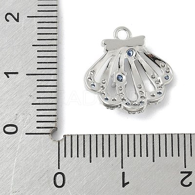 Brass Pave Light Sky Blue and Clear Cubic Zirconia Sea Animal Connector Charms X-KK-M326-07A-P-1
