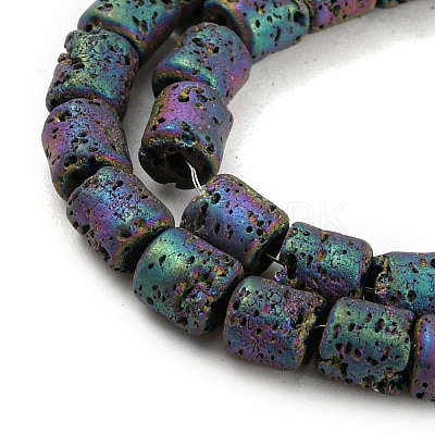 Electroplated Natural Lava Rock Beads Strands X-G-Z032-J04-12A-1