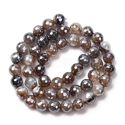 Electroplated Natural Agate Beads Strands G-B191-A07-8mm-12-1