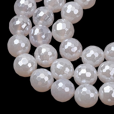 Electroplated Natural Agate Beads Strands G-B191-A07-10mm-20-1