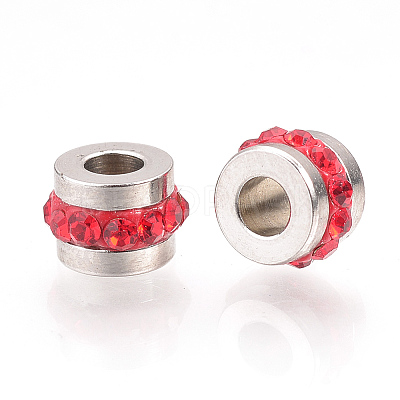201 Stainless Steel Polymer Clay Rhinestone Inlaid Beads RB-YWC0001-02F-1